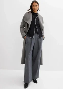 bonprix Bekleidung·Umstandsmode|Bekleidung·Jeans|Strickjacke aus Wollmix mit Kontrastdetails schwarz/weiß