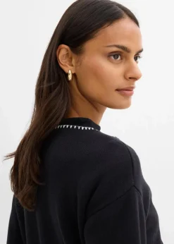 bonprix Bekleidung·Umstandsmode|Bekleidung·Jeans|Strickjacke aus Wollmix mit Kontrastdetails schwarz/weiß