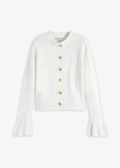 bonprix Bekleidung·Umstandsmode|Bekleidung·Jeans|Strickjacke mit dekorativen Knöpfen wollweiß