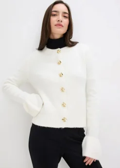 bonprix Bekleidung·Umstandsmode|Bekleidung·Jeans|Strickjacke mit dekorativen Knöpfen wollweiß