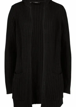 bonprix Bekleidung·Umstandsmode|Pullover & Strickjacken|Strickjacke mit Kapuze schwarz uni