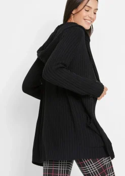 bonprix Bekleidung·Umstandsmode|Pullover & Strickjacken|Strickjacke mit Kapuze schwarz uni