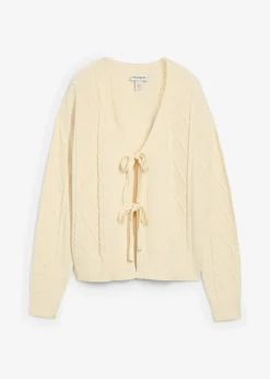 bonprix Bekleidung·Umstandsmode|Strickmode|Strickjacke mit Schleifen natur