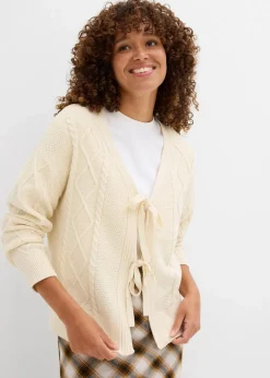 bonprix Bekleidung·Umstandsmode|Strickmode|Strickjacke mit Schleifen natur