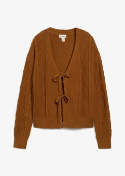 bonprix Bekleidung·Umstandsmode|Strickmode|Strickjacke mit Schleifen nougat