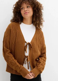bonprix Bekleidung·Umstandsmode|Strickmode|Strickjacke mit Schleifen nougat