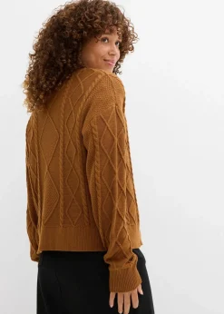 bonprix Bekleidung·Umstandsmode|Strickmode|Strickjacke mit Schleifen nougat