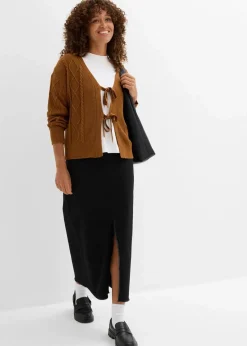 bonprix Bekleidung·Umstandsmode|Strickmode|Strickjacke mit Schleifen nougat