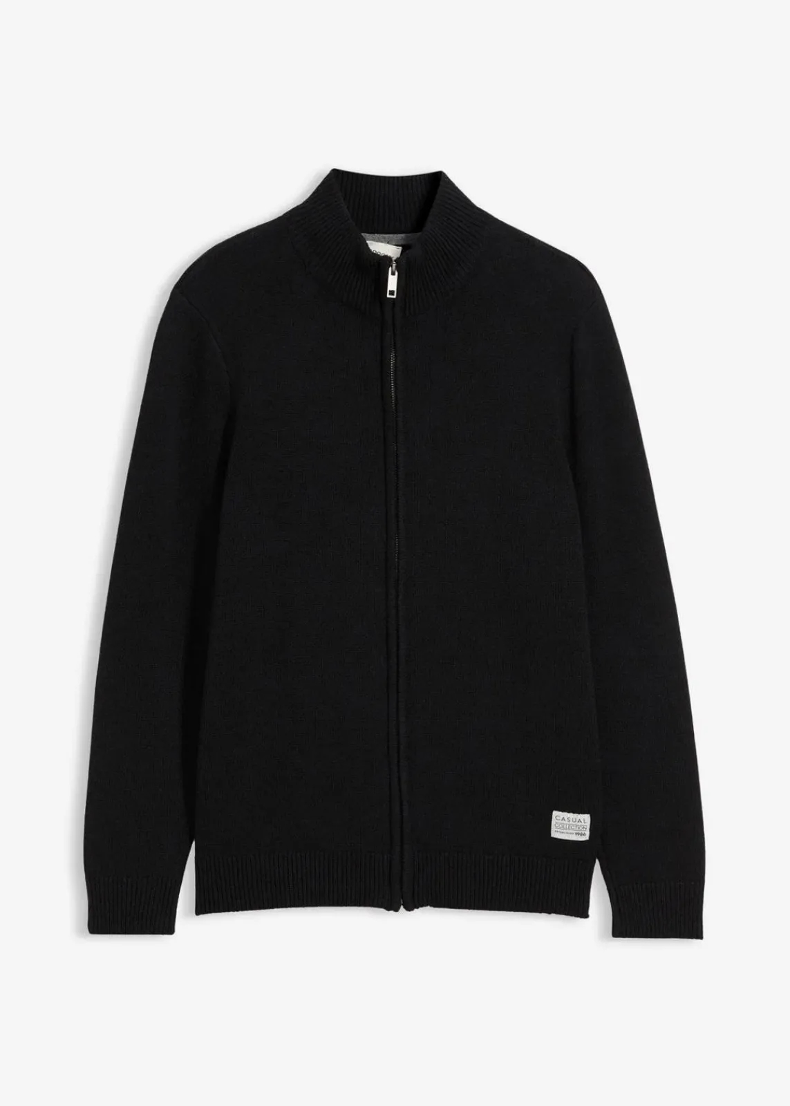 bonprix Pullover & Strickjacken|Basics|Strickjacke mit Stehkragen und recycelter Baumwolle schwarz