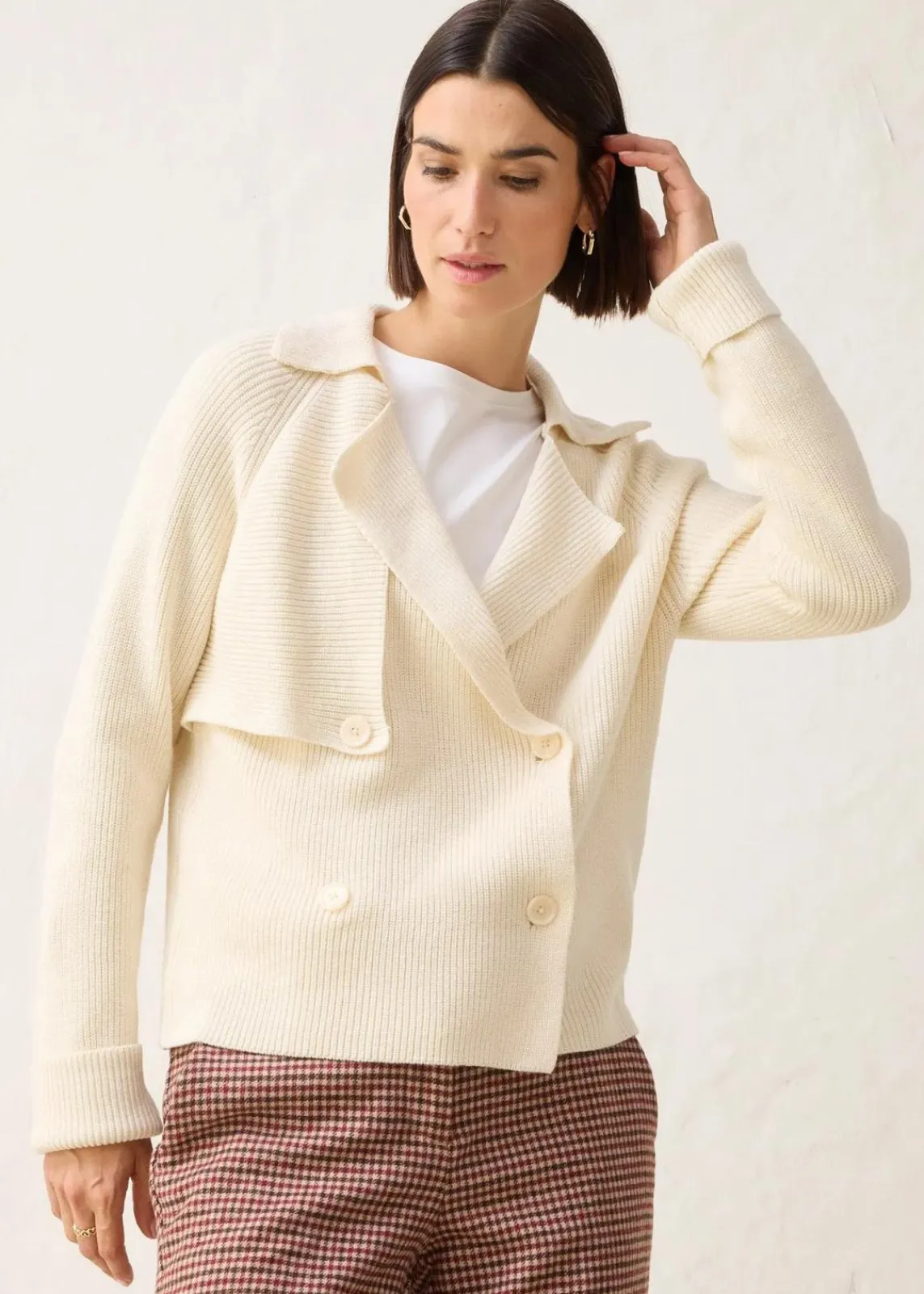 bonprix Pullover & Strickjacken|Strickmode|Strickjacke mit Wolle naturbeige