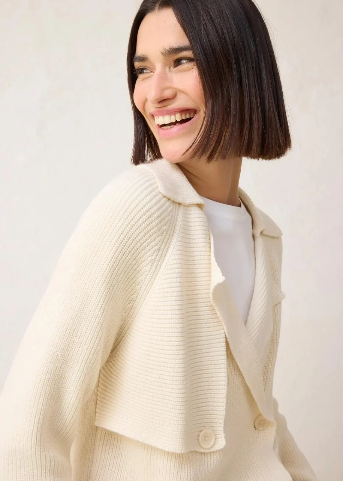 bonprix Pullover & Strickjacken|Strickmode|Strickjacke mit Wolle naturbeige