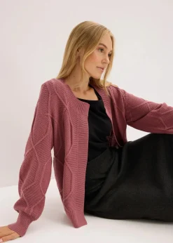 Strickjacke mit Zopfmuster|bonprix