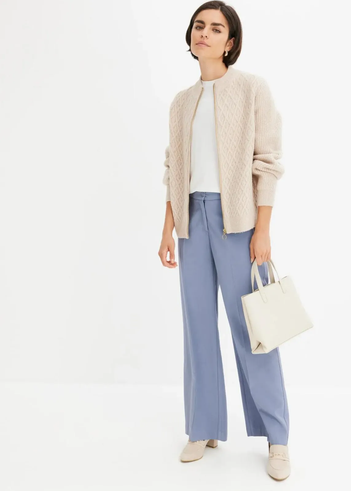 bonprix Bekleidung·Umstandsmode|Bekleidung·Jeans|Strickjacke mit Zopmuster beige meliert