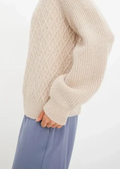 bonprix Bekleidung·Umstandsmode|Bekleidung·Jeans|Strickjacke mit Zopmuster beige meliert