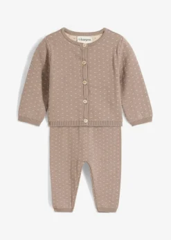 Strickjacke und Hose aus Baumwoll-Mix (2-tlg.Set)|bonprix Clearance