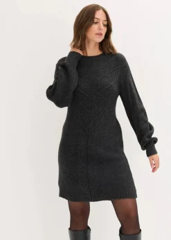 bonprix Bekleidung·Umstandsmode|Bekleidung·Pullover & Strickjacken|Strickkleid anthrazit meliert