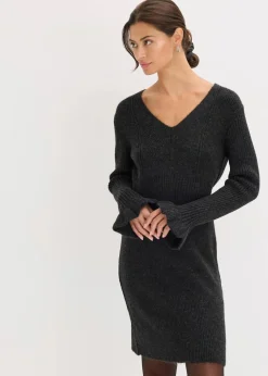 bonprix Bekleidung·Umstandsmode|Bekleidung·Pullover & Strickjacken|Strickkleid anthrazit meliert