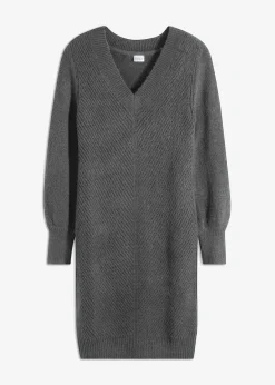 bonprix Kleider|Strickmode|Strickkleid anthrazit meliert