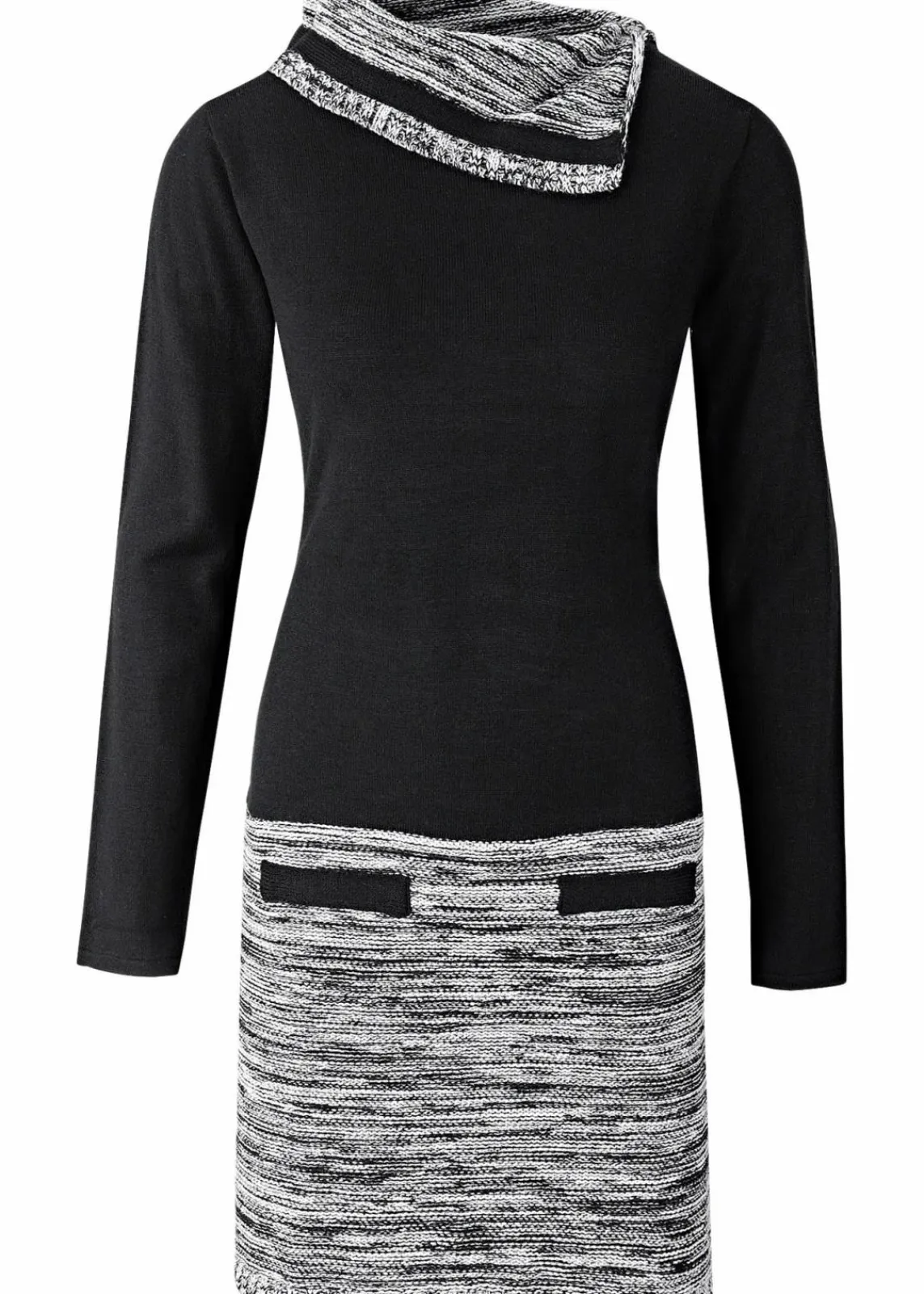 bonprix Strickmode|Kleider|Strickkleid schwarz/grau meliert