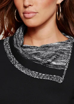 bonprix Strickmode|Kleider|Strickkleid schwarz/grau meliert