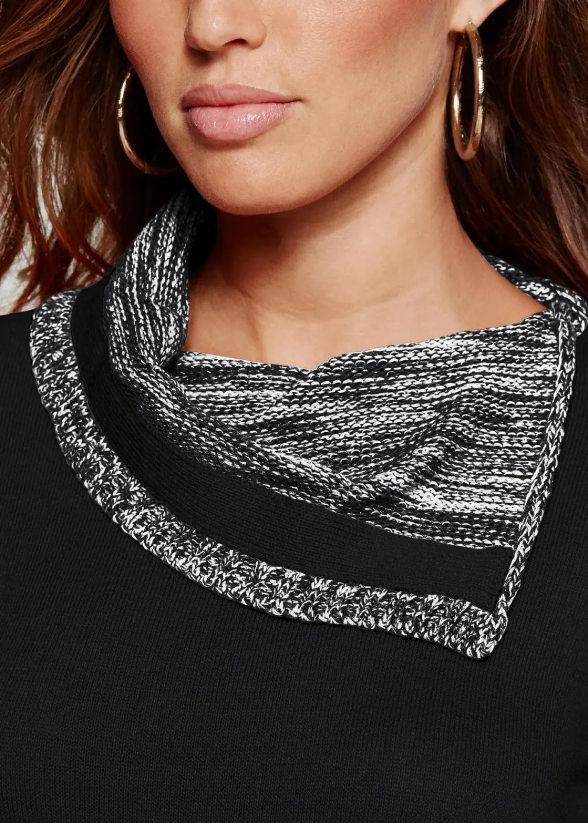 bonprix Strickmode|Kleider|Strickkleid schwarz/grau meliert