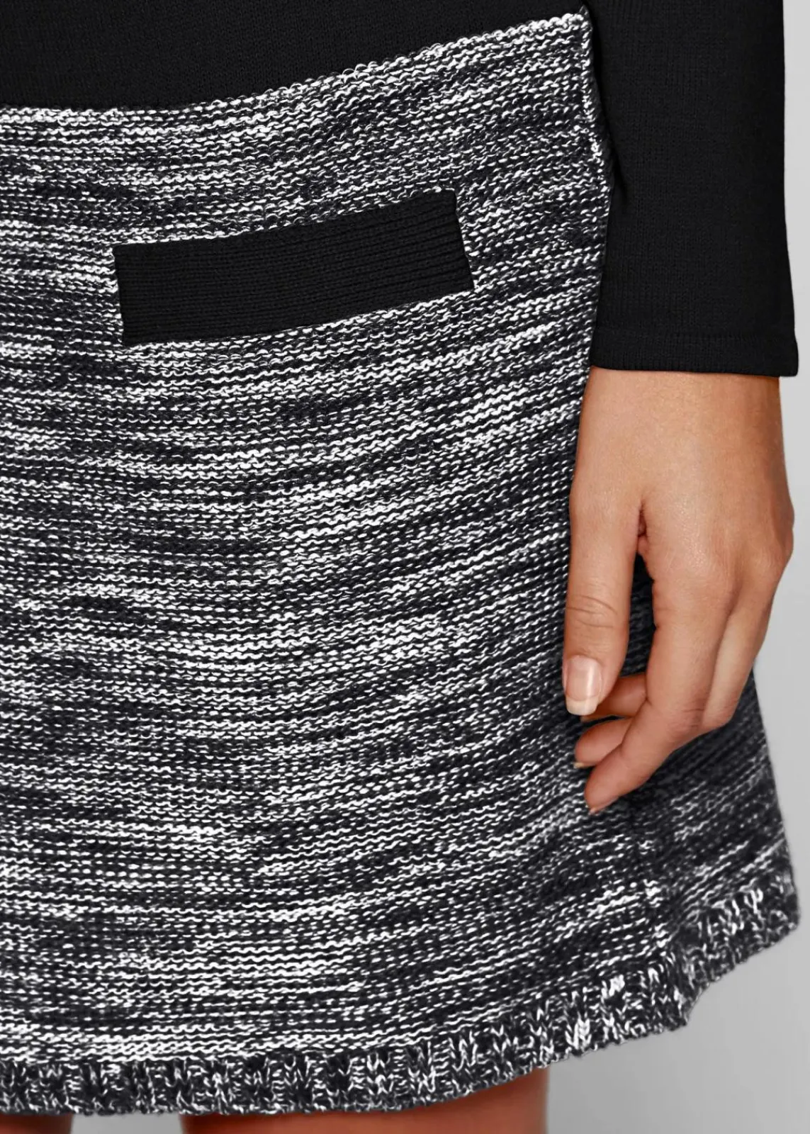 bonprix Strickmode|Kleider|Strickkleid schwarz/grau meliert