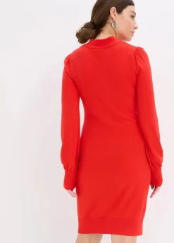bonprix Bekleidung·Umstandsmode|Strickmode|Strickkleid aus fließendem Viskose-Mix rot