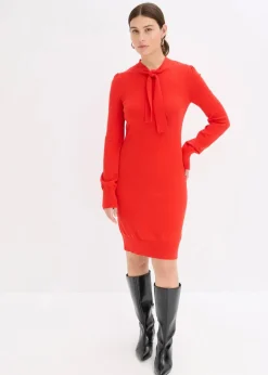 bonprix Bekleidung·Umstandsmode|Strickmode|Strickkleid aus fließendem Viskose-Mix rot