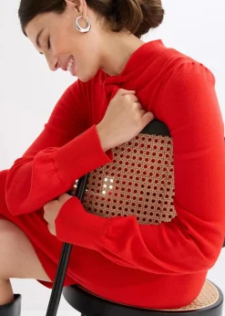 bonprix Bekleidung·Umstandsmode|Strickmode|Strickkleid aus fließendem Viskose-Mix rot