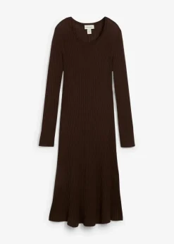 bonprix Kleider|Strickmode|Strickkleid aus Merinowolle dunkelbraun