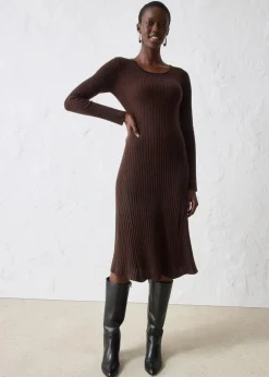 bonprix Kleider|Strickmode|Strickkleid aus Merinowolle dunkelbraun