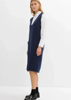 bonprix Bekleidung·Umstandsmode|Strickmode|Strickkleid aus reiner Baumwolle dunkelblau
