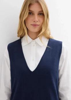 bonprix Bekleidung·Umstandsmode|Strickmode|Strickkleid aus reiner Baumwolle dunkelblau