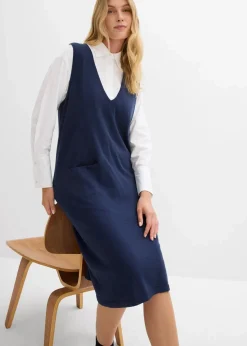 bonprix Bekleidung·Umstandsmode|Strickmode|Strickkleid aus reiner Baumwolle dunkelblau