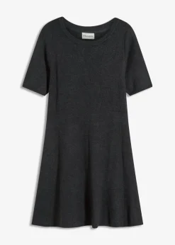 bonprix Kleider|Strickmode|Strickkleid aus softem Viskose-Mix anthrazit meliert