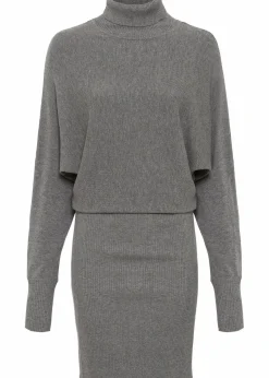 bonprix Bekleidung·Pullover & Strickjacken|Kleider|Strickkleid aus Viskose-Mix grau meliert