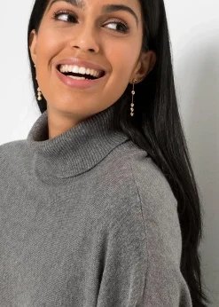 bonprix Bekleidung·Pullover & Strickjacken|Kleider|Strickkleid aus Viskose-Mix grau meliert