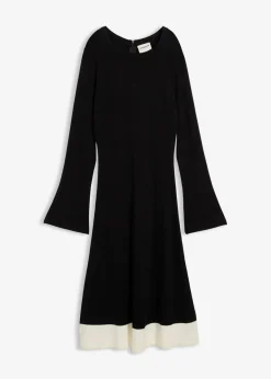 Strickkleid aus Viskose-Mix mit Kontrastdetails|bonprix Clearance