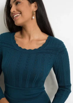 Strickkleid mit Ajourmuster|bonprix Clearance
