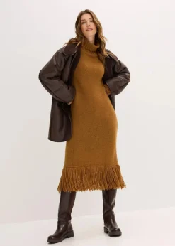 Strickkleid mit Fransensaum|bonprix