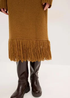 Strickkleid mit Fransensaum|bonprix