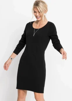 bonprix Basics|Bekleidung·Pullover & Strickjacken|Strickkleid mit legerem Schnitt schwarz