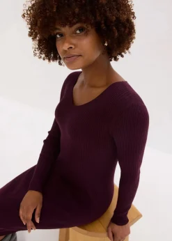 bonprix Bekleidung·Umstandsmode|Strickmode|Strickkleid mit Pullunder 2tlg. Set weinrot