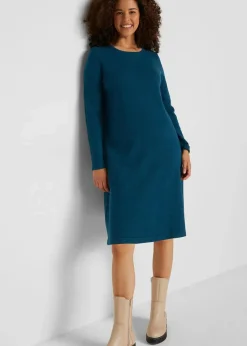 bonprix Bekleidung·Umstandsmode|Kleider|Strickkleid mit recycelter Baumwolle dunkelgrün
