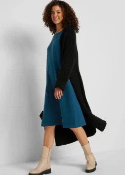 bonprix Bekleidung·Umstandsmode|Kleider|Strickkleid mit recycelter Baumwolle dunkelgrün