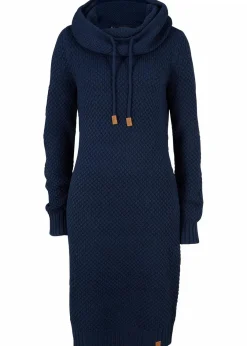 bonprix Bekleidung·Umstandsmode|Bekleidung·Pullover & Strickjacken|Strickkleid mit Schalkragen dunkelblau