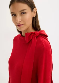 Strickkleid mit Schleife aus softem Viskose-Mix|bonprix Outlet