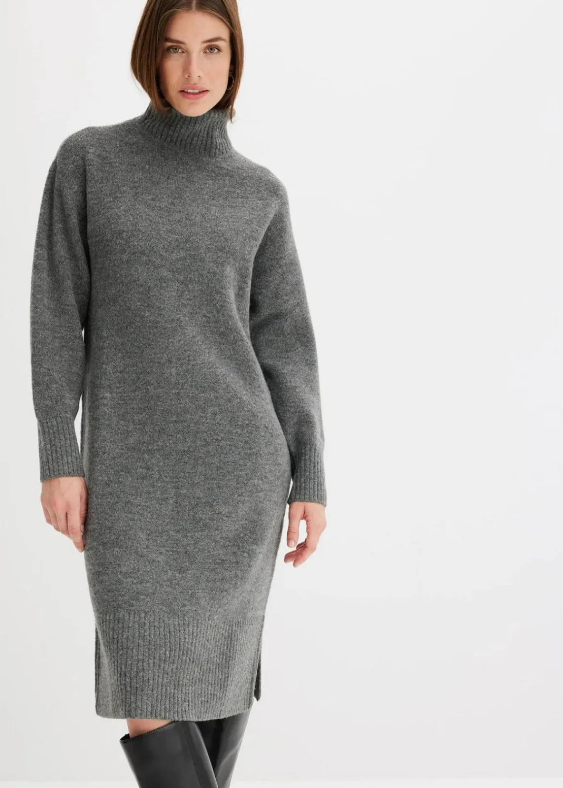 Strickkleid mit Schlitz|bonprix Outlet