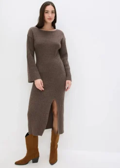 Strickkleid mit Schlitz|bonprix Hot