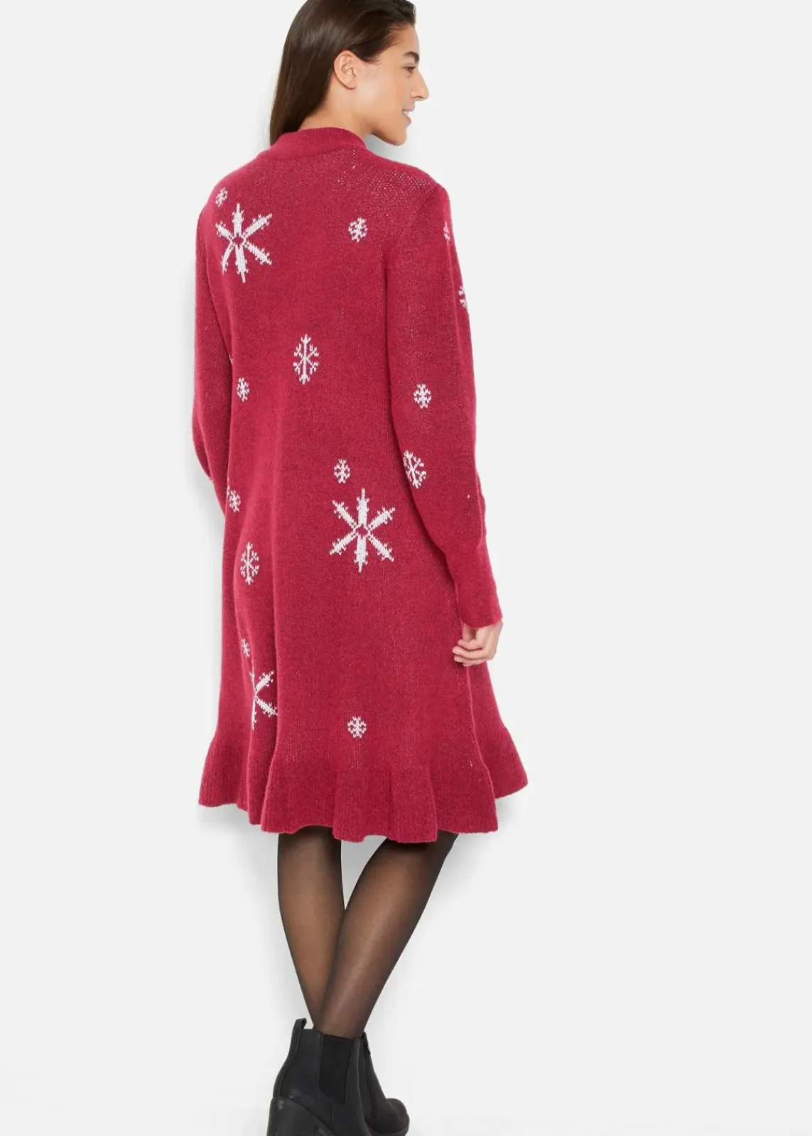 bonprix Bekleidung·Umstandsmode|Strickmode|Strickkleid mit Schneeflocken-Print abendrot